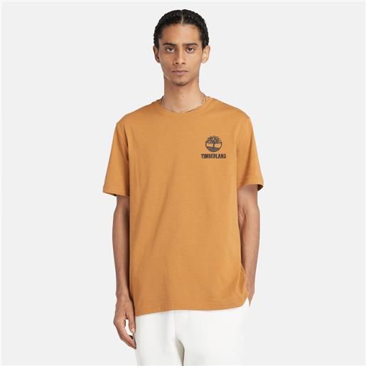 Timberland t-shirt con grafica da uomo in giallo scuro giallo