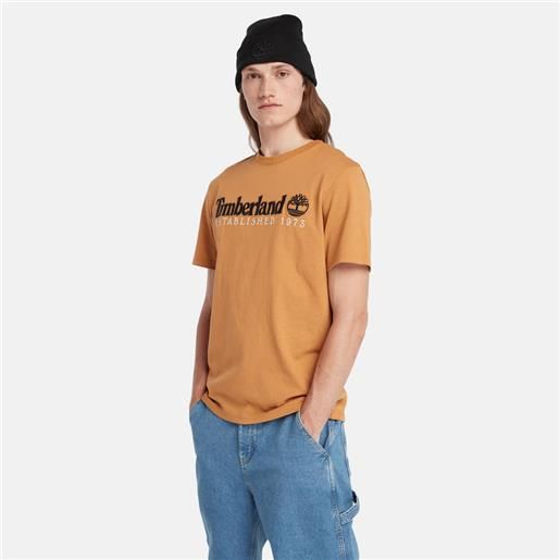 Timberland t-shirt a maniche corte con logo da uomo in giallo giallo