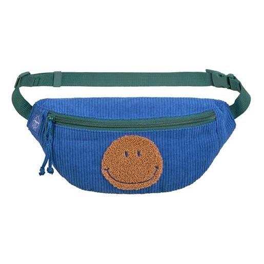 Lässig marsupio in velluto a coste per bambini borsa a spalla con tracolla regolabile/mini bum bag cord little smile blue
