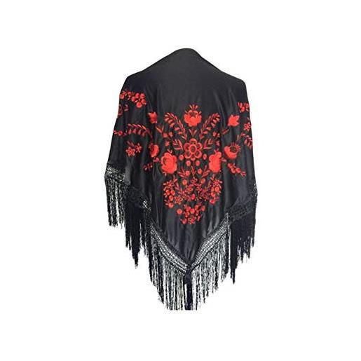 La Senorita new la señorita foulard cintura chale manton de manila flamenco di danza nero rosso frangia doppio large