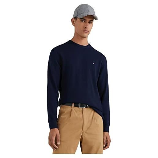 Tommy Hilfiger pima org ctn cashmere crew neck mw0mw28046 maglioni, blu (desert sky), xxl uomo