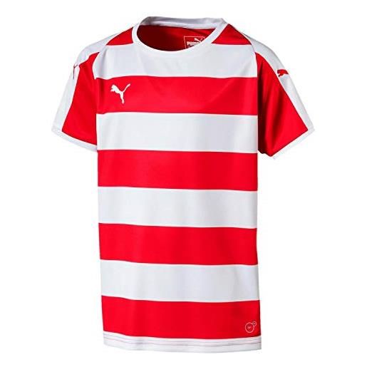Puma liga jersey hooped jr, maglia calcio unisex-bambini, rosso red white, 164