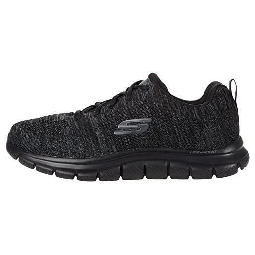 Skechers sneaker da uomo track front runner lace-up, oxford, black knit black trim, 45 eu larga