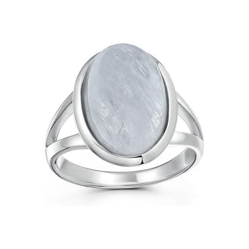 Bling Jewelry anello ovale con castone in pietra preziosa con gambo diviso dichiarazione bohémien iridescente di pietra lunare che cambia l'umore donne per l'adolescenza. 925 sterling silver