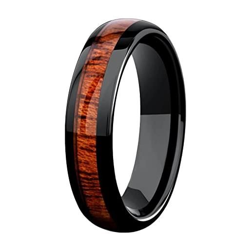 Mesnt anelli uomo tungsteno anelli intarsiato con venatura del legno fedi nuziali comfort fit anelli promessa di matrimonio 8mm anello nuziale nero marrone misura 20