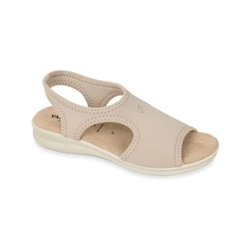 Valleverde 25322 beige sandali con zeppa bassa per donna in tessuto elasticizzato (taglia 37)
