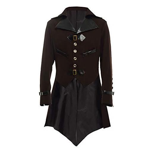 BLESSUME gotico vittoriano frac steampunk vtg coat giacca halloween cosplay costume (2xl, marrone)
