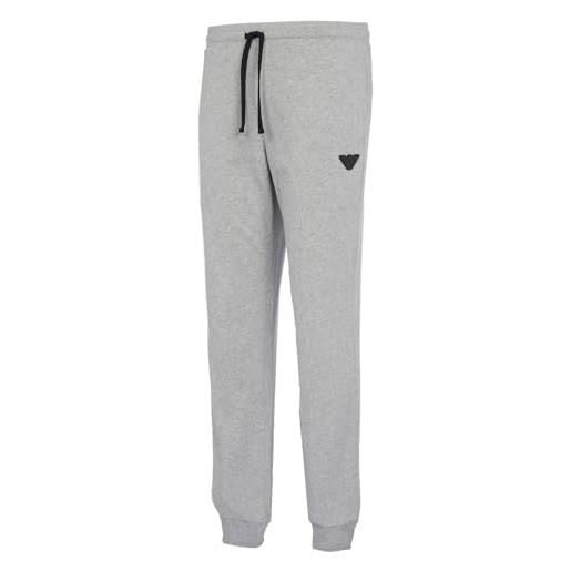 Emporio Armani logo men's trousers rubber pixel pantaloni felpati, chiaro grigio melange, l uomo