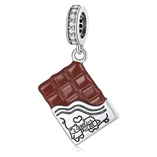 ZaliOan charm compatibili con bracciali，ciondoli in argento sterling 925- amore al cioccolato