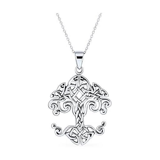 Bling Jewelry collana con ciondolo albero della vita per donne di media grandezza celtica matriarca madre famiglia albero dei desideri in argento sterling 925 ossidato lunghezza 18 pollici