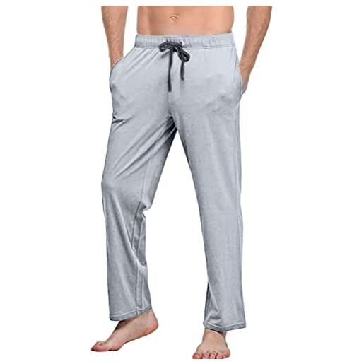 nicticsi pantaloni pigiama uomo in cotone pantaloni da notte con tasche pantaloni da casa casual lunghi morbidi jogging pantaloni nightwear sleepwear grigio chiaro xl