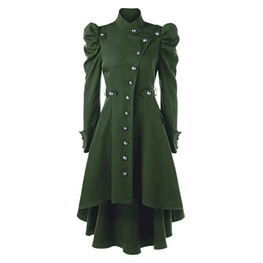Xmiral giacca donna vintage steampunk soprabito gotico retro cappotto lungo (m, verde)