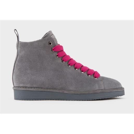 Panchic p01 ankle boot suede faux fur lining grey-fuchsia donna