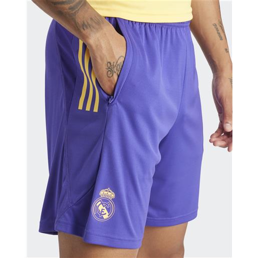 Real madrid adidas pantaloncini shorts viola con tasche a zip training 2024 iq0540