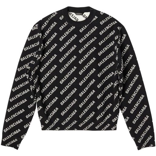 Balenciaga maglione girocollo con intarsio - nero