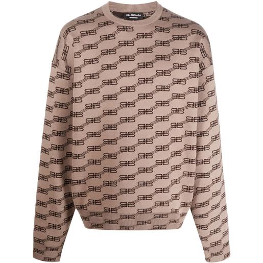 Balenciaga maglione con logo licence bb - toni neutri