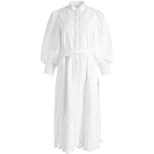 alice + olivia abito midi shanley con ricamo - bianco