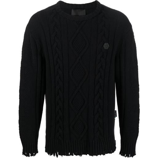 Philipp Plein maglione con effetto vissuto - nero