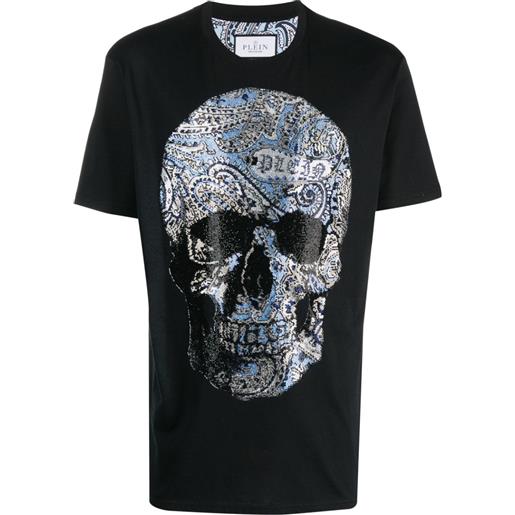 Philipp Plein t-shirt paisley skull con scollo rotondo - nero