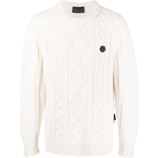 Philipp Plein maglione con effetto vissuto - bianco