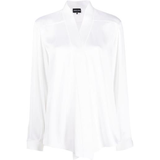 Giorgio Armani camicia con scollo a v - bianco