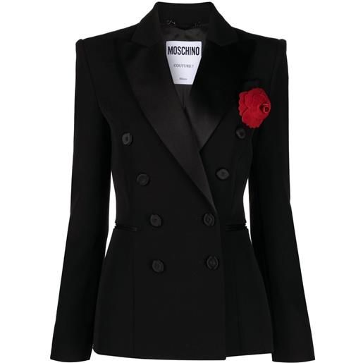 Moschino blazer con applicazione a fiori - nero