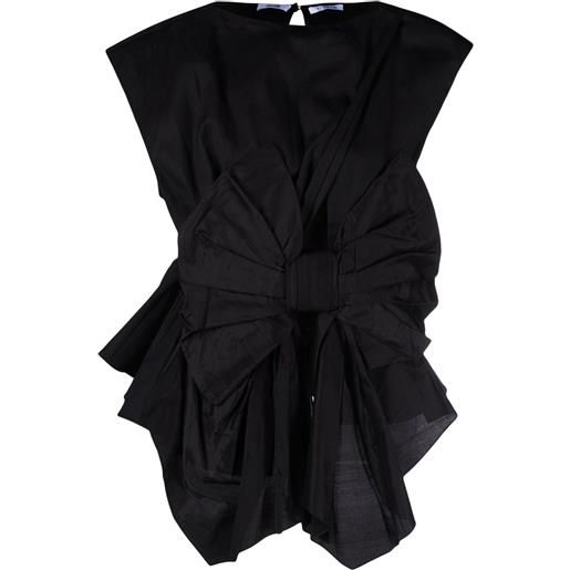Christopher John Rogers blusa crushed bow cut-out - nero