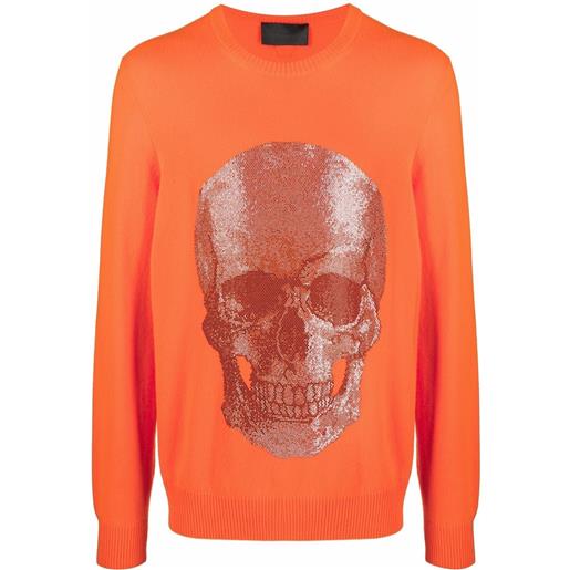 Philipp Plein maglione girocollo con stampa - arancione