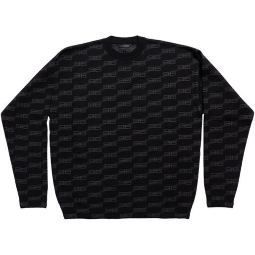 Balenciaga maglione con logo bb - nero