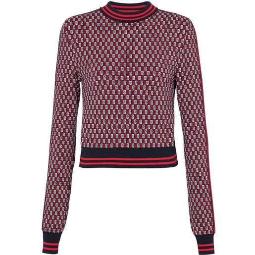 Balmain maglione a quadri con monogramma - rosso