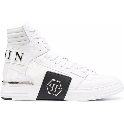 Philipp Plein sneakers alte con logo - bianco