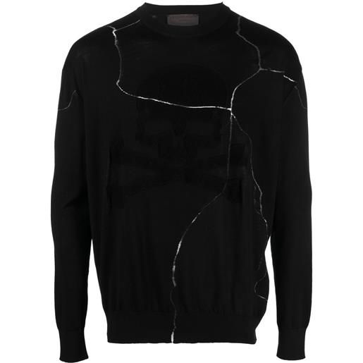Philipp Plein maglione con effetto craquelé - nero