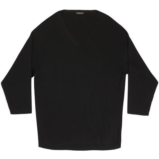 Balenciaga maglione oversize con scollo a v - nero