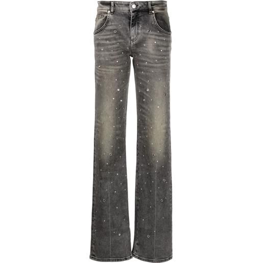 Blumarine jeans dritti con cristalli - grigio