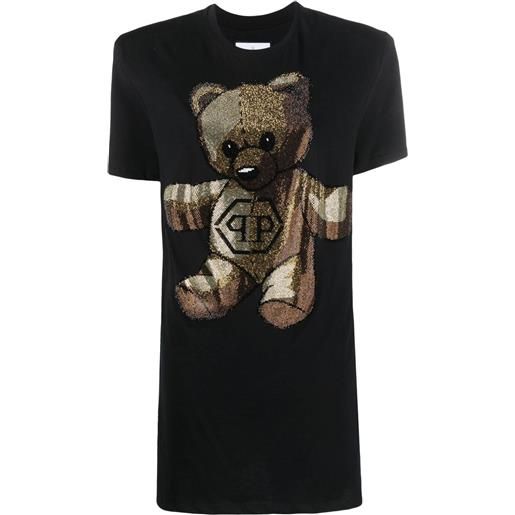 Philipp Plein abito modello t-shirt teddy bear con decorazione - nero