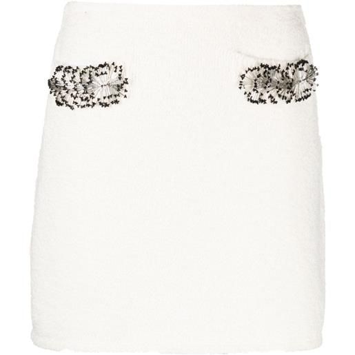 Lanvin bead-embellished bouclé miniskirt - bianco
