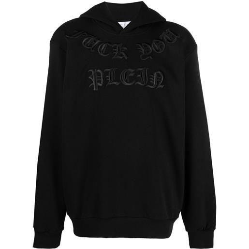 Philipp Plein gothic plein logo-embroidered hoodie - nero