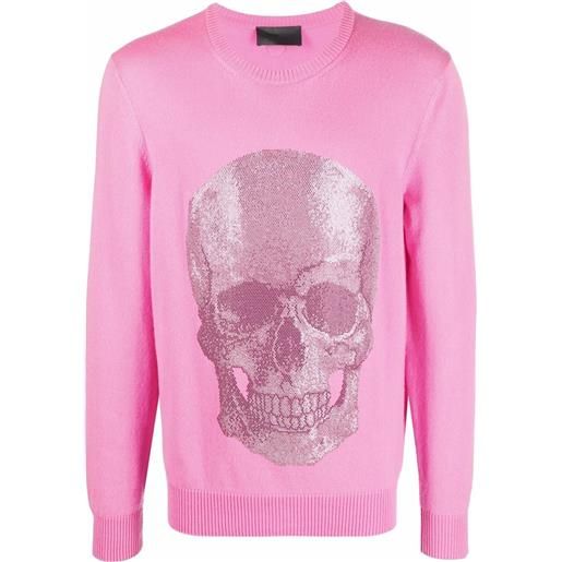 Philipp Plein maglione girocollo iconic skull - rosa