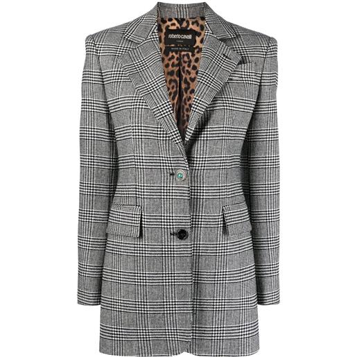 Roberto Cavalli blazer avvitato con motivo pied-de-poule - nero