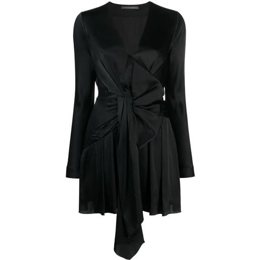 Alberta Ferretti abito plissettato con fiocco - nero