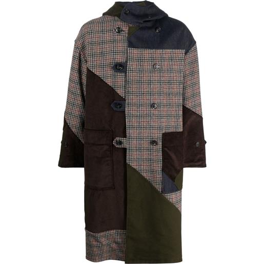 Baracuta cappotto doppiopetto con design patchwork - marrone