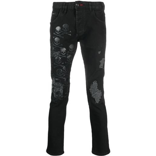 Philipp Plein jeans con strappi - nero