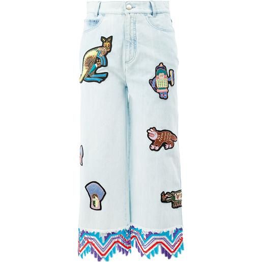 Peter Pilotto embroidered patch cropped jeans - blu