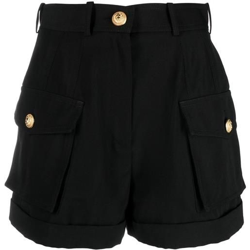 Balmain shorts a vita alta con tasche - nero