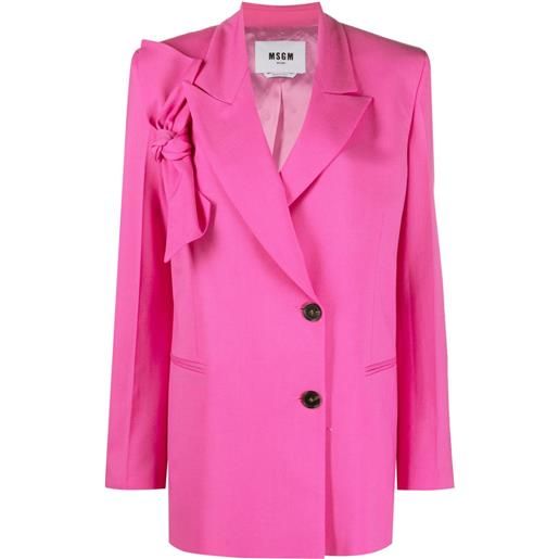 MSGM blazer doppiopetto con fiocco - rosa