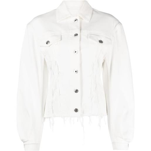 Lanvin giacca denim con effetto vissuto - bianco