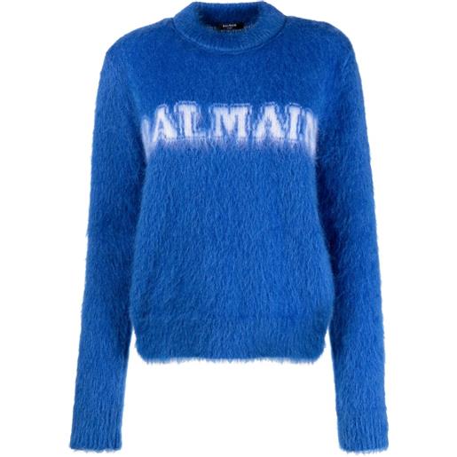 Balmain maglione con effetto jacquard - blu