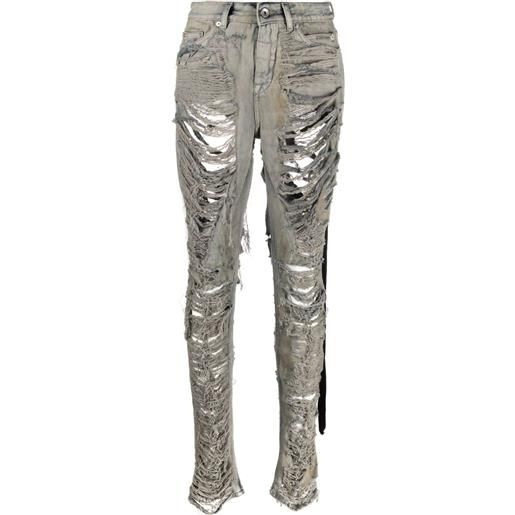 Rick Owens DRKSHDW jeans slim con effetto vissuto - grigio