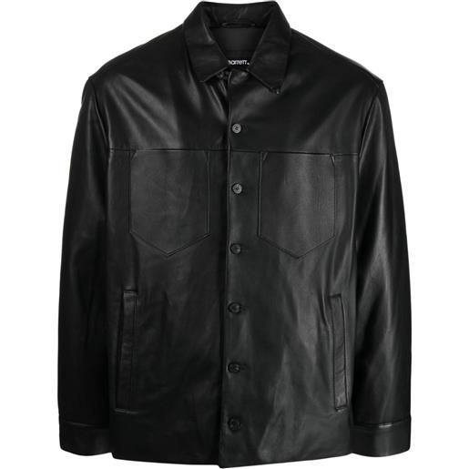 Neil Barrett giacca-camicia in pelle - nero