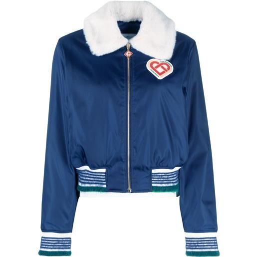 Casablanca giacca con colletto in pelliccia sintetica - blu